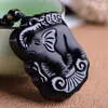 Pendant Necklaces JoursNeige Natural Stone Obsidian Bead Necklace Black A Carved Elephant Fine Carving Polishing Lucky For Men Women