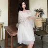 Casual Dresses Women Summer Strapless Spaghetti Strap Ruffles Cake Dress Vintage Lady Elastic Slim Pullover Mesh Gauze Ball Gown Midi