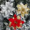 Christmas Decorations 3Pcs/bag Tree For Home Fake Flowers Glitter Artifical Xmas Ornaments Year Decor