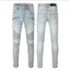 Mens Designer Jeans Distressed Ripped Biker Slim Fit Motociclisti Denim Per uomo Moda uomo Pantaloni neri pour hommes # 304