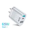 Handy-Ladegeräte 65-W-GaN-PD-Schnellladegerät für europäische/amerikanische/britische/koreanische/australische Computeradapter