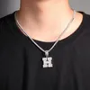 A-Z Baguette Lettre Initiale Pendentif Charme Hommes 'Femmes Zircon Hip Hop Bijoux Avec 3 MM 24 pouces Or Argent Rose Or Corde Chaîne