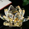 Dekorativa figurer Crystal Lotus Glass Figure Paperweight Prydnad Feng Shui Decor Collection 60mm presenter souvenir