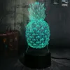 Luci notturne Novità 3D Ananas Ananas LED Luce 7 Cambia colore Home Room Decor Bambino Bambini Bambino che dorme Lampada da scrivania Lampade da festival