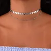 Choker Dainty Warowstaned Gold Naszyjne cekiny Disc Buho Bind Prezent dla niej