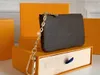 محفظة عملة جلدية أصلية تصميم فاخر مفتاح محفوظ P0UCH Wallet Classic Man/Women Bag مع حقيبة الغبار وصندوق