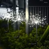 Utomhus 200/150 Solar LED Powered Grass Globe Dandelion Fireworks Lamp för Garden Lawn Landscape Christmas Holiday Light