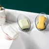 Créatif feuille forme porte-savon égouttoir ventouse éponge boîte de rangement anti-dérapant conteneur cuisine salle de bain accessoires MJ0984