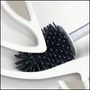 Cepillos de limpieza Eyliden TPR Escobilla y soporte para inodoro Cerdas de sile para colgar en la pared Piso Baño Herramienta de limpieza con pinzas 2205 DH3YO