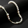 Choker imitation pärla kort halsband för kvinnor mode asymmetri pärlkedja män 2022 smycken hals krage