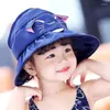 Chapeaux bébé filles soleil avec Super grand Brin SPF50 été enfants haut vide mince Panama casquettes enfants seau chapeau casquette de plage