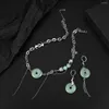 Chaînes AENSOA Vintage vert pierre naturelle ronde cercle colliers pour femmes Style chinois classique collier ras du cou déclaration bijoux