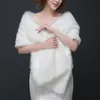 Sjaals elegant lang haar faux bont bruiloft sjaalstolen wraps cape voor vrouwen feest winter warme sjaals white301h