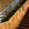 Strings 6X1m LED Curtain Icicle String Fairy Lights Christmas Holiday Garlands Outdoor Wedding Party Mall Garden Decorations