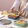 Dinnerware Sets Green Home Kitchen Container Thermal Insulation Square Lunchbox Stainless Steel Lunch Box Containers With 3