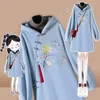 Ethnische Kleidung Kleid Damen Frühling Chinesisch Traditioneller Stil Hanfu Cheongsam Verbesserter bestickter Tang-Anzug 2022 Kapuzenpullover