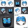 Anelli nuziali Anelli matrimoniali Donne semplici Anello geometrico Blue Fire Fashi