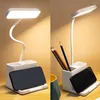 Table Lamps Phone Stand Eye Caring ABS Pen Holder White 3 Modes Adjustable Brightness Home Office Reading USB Rechargeable Desk Lamp