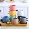 Mugs 280ml Simple Pure Color Handmade Ceramic Coffee Cup Home Breakfast Milk Drinking Leisure Afternoon Tea Cups