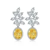 Kolczyki Dangle Zhanhao Biżuteria S925 Srebrne kolczyki sześcienne cyrkonia żółte diamentowe damskie prezenty dla niej