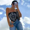 Bustiers korsetten mode dames sexy off-shoulder t-shirt meisje's strakke bedrukte borst wrap casual mouwloze backless top