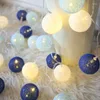 Strängar 2.2m 20 LED Cotton Ball String Lights Batteri /USB Colorful Garland Fairy For Home Wedding Christmas Party Outdoor Decor