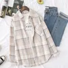 Women's Blouses Autumn Plaid Blouse Women Shirt Coat Checked Long Sleeve Tops Korean Style Oversize Ropa De Mujer Blusa Feminina