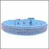 Hondenkragen aanrichting mode diamante pu lederen hond riem bling rhinestones kraag huisdieren wandelen leidt kleine puppybenodigdheden paarse p dh7si