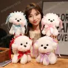 20/25 cm mignon chien blanc en peluche Simulation peluche Animal ruban chien moelleux bébé poupée anniversaire enfants cadeau