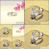 Anneaux de mariage Anneaux de mariage Bague Bijoux coréens Sier Une paire d'hommes et de femmes ouverts s'aiment Couple Jewelrywedding Brit22 Drop Dhp1B