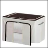 Storage Boxes Bins 3D Storage Box Household Oxford Cloth Portable Quilt Case Foldable Steel Frame Clothes Container Large Wardrobe Dhmo0