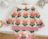 3M-2T INS Baby Girls Cardigan مع سترة متشابكة زهرة و Romper بنسبة 100 ٪ من القطن لفتاة ربيع الخريف الملابس 86073