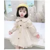 Coat Kids Girls Autumn Coats Fashion Lace Floral Classic Khaki Windbreak For 2-9 Years Toddler Girl Chic Trench