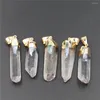 Pendant Necklaces Natural Gems Chakra Stone Clear Crystal Pillar Aquamarines Column Reiki Pendants Nickles For Women Jewelry Making