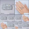 Wedding Rings Wedding Rings Luxury Fl Inlay Shiny Cubic Zirconia Engagement For Women Sier Color Wide Finger Female Anelwedding Brit Dhtfx