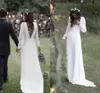 Vestidos de noiva do país boêmio simples, vestidos de noiva em vasos de manga longa de decote em Vestido de noiva vestido de novia barato