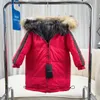 2023 Winter Donsjas Jongens Meisjes Downs Jassen Baby Knoop Rits Brief Parka 3-12 Jaar Mode Kids Designer jassen Wollen Warme Sneeuwpak Capuchon Bovenkleding Lange Jas