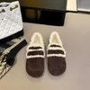 Fur Sandals womens shoes canvas wool slipper leather scuffs velvet princetown loafers flats with size 35-40