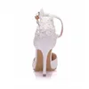 صندل حجم كبير أحذية نسائية دانتيل أبيض عالية الكعب مأدبة الزفاف الزفاف مدببة الحجم 35-42SEET WILD