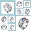 Anneaux de mariage Anneaux de mariage Bague Sier Classique Délicat Coloré Zircon Dames Bijoux à la main Mariage Brit22 Drop Livraison 2022 Bijoux Dh6So