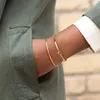 Brazalete de cadena con amuletos de la suerte de circonita cúbica, pulsera ajustable chapada en oro de 18 quilates para mujer y niña