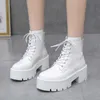 Boots Rimocy Women's Women's Chunky Platform Lace-Up Shicay Sole Motorcycle Women 2022 Autumn Winter PU Leather Botas Mujer Y2210