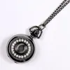 Pocket Watches Style Diamond Dazzle Black Jewelry Watch Retro Necklace Mini Women Ladies Quartz