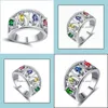 Anneaux de mariage Anneaux de mariage Bague Sier Classique Délicat Coloré Zircon Dames Bijoux à la main Mariage Brit22 Drop Livraison 2022 Bijoux Dh6So