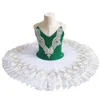 Vêtements de scène corsage en velours vert Costumes de Tutu de danse de Ballet classique professionnel pour les filles adultes robe plissée de Performance Solo