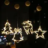 Juldekorationer LED -lampor Batteridriven Tree Snowman Elk Chandelier inomhus utomhusglasfönster Sugkoppljus