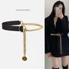 Ceintures Fashion Femmes All-Match Accessoires Pu Leather Metal Chain Patchwork Slim Belt for Female Shaper T221028