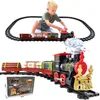 Eletric Track Toys Set Battery Operated Train Around with Smoke Light Sound Toy Steam Locomotive Engine Carriages
