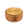 Table Mats 6PCS Drink Coasters Set For Kungfu Tea Accessories Round Tableware Placemat Dish Mat Rattan Weave Cup Pad Diameter