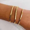 NEUES Schlangenkettenarmband für Damen, Edelstahl, Herrenschmuck, vergoldet, flache Armbänder, Armreifen, wasserdichte Fischgrätenkette G1026